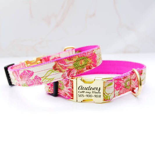 "Audrey" Floral Voile Dog Collar