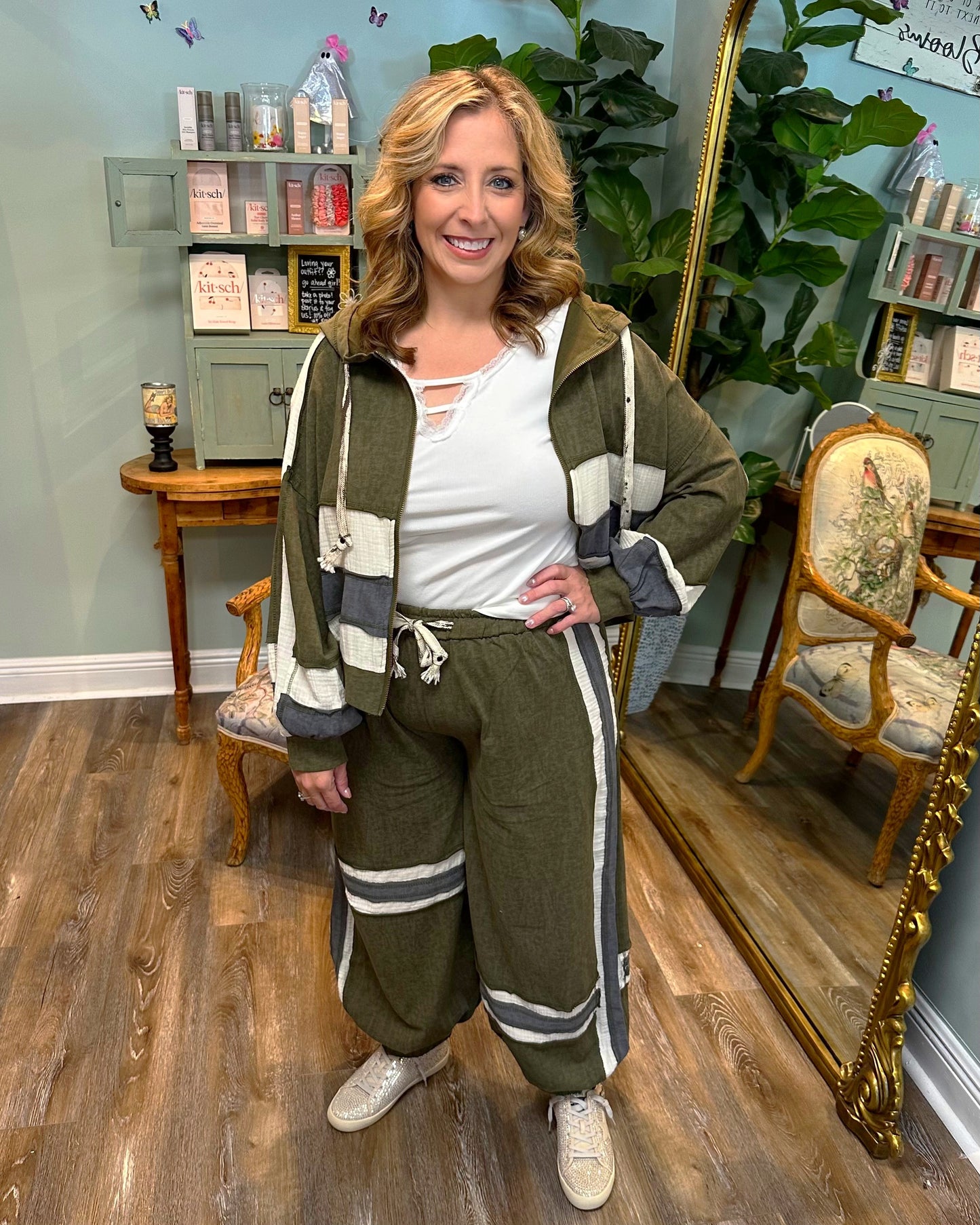 Olive Patchwork Joggers