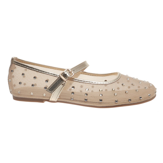 Gold Jeweled Faye Mary Janes
