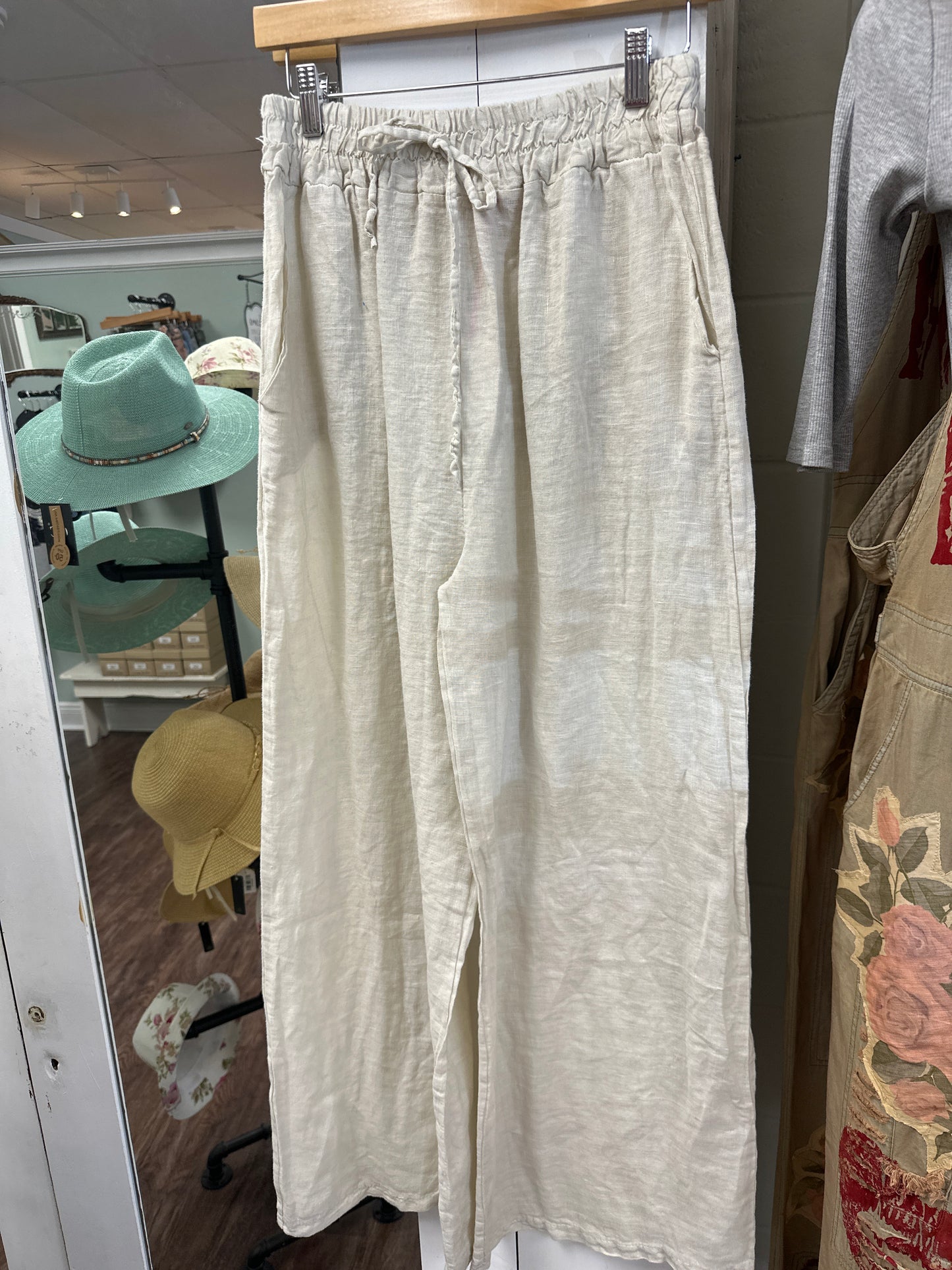 Elastic Waist Linen Pant