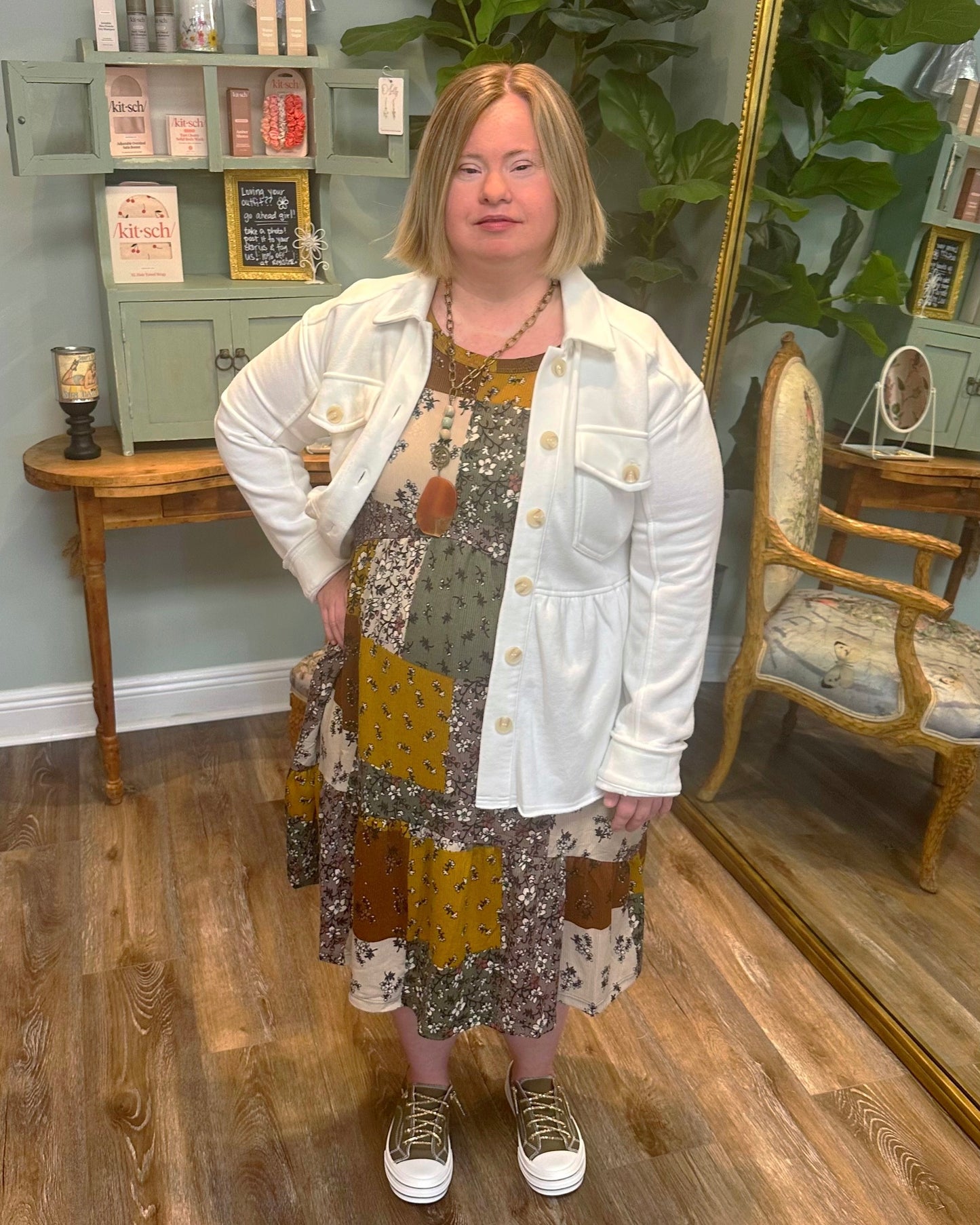 Patch Print Knit Dress