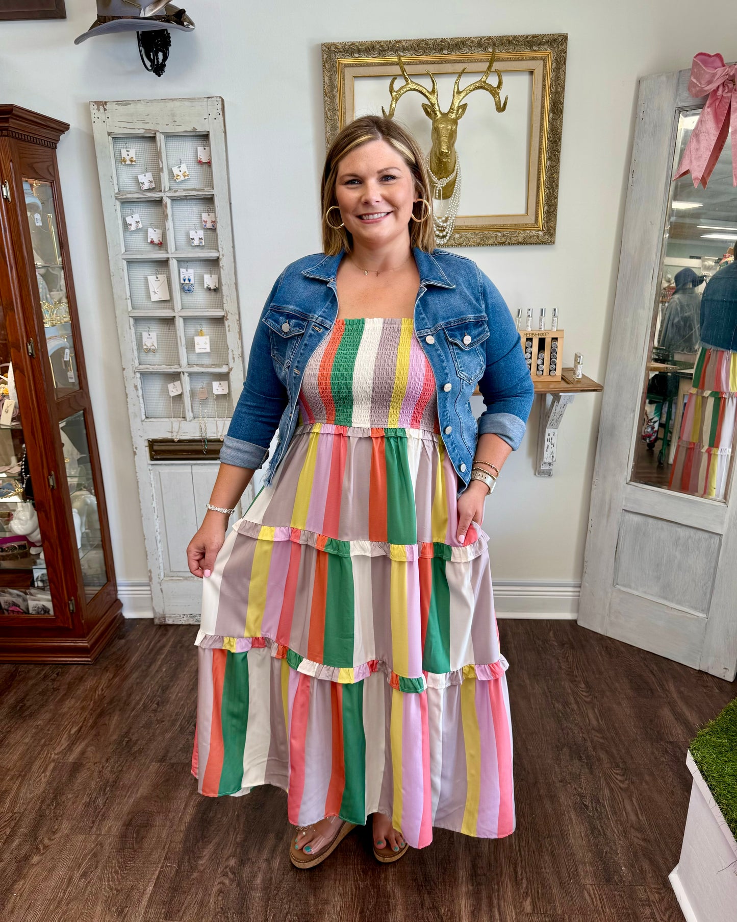Tiered Stripe Maxi Dress