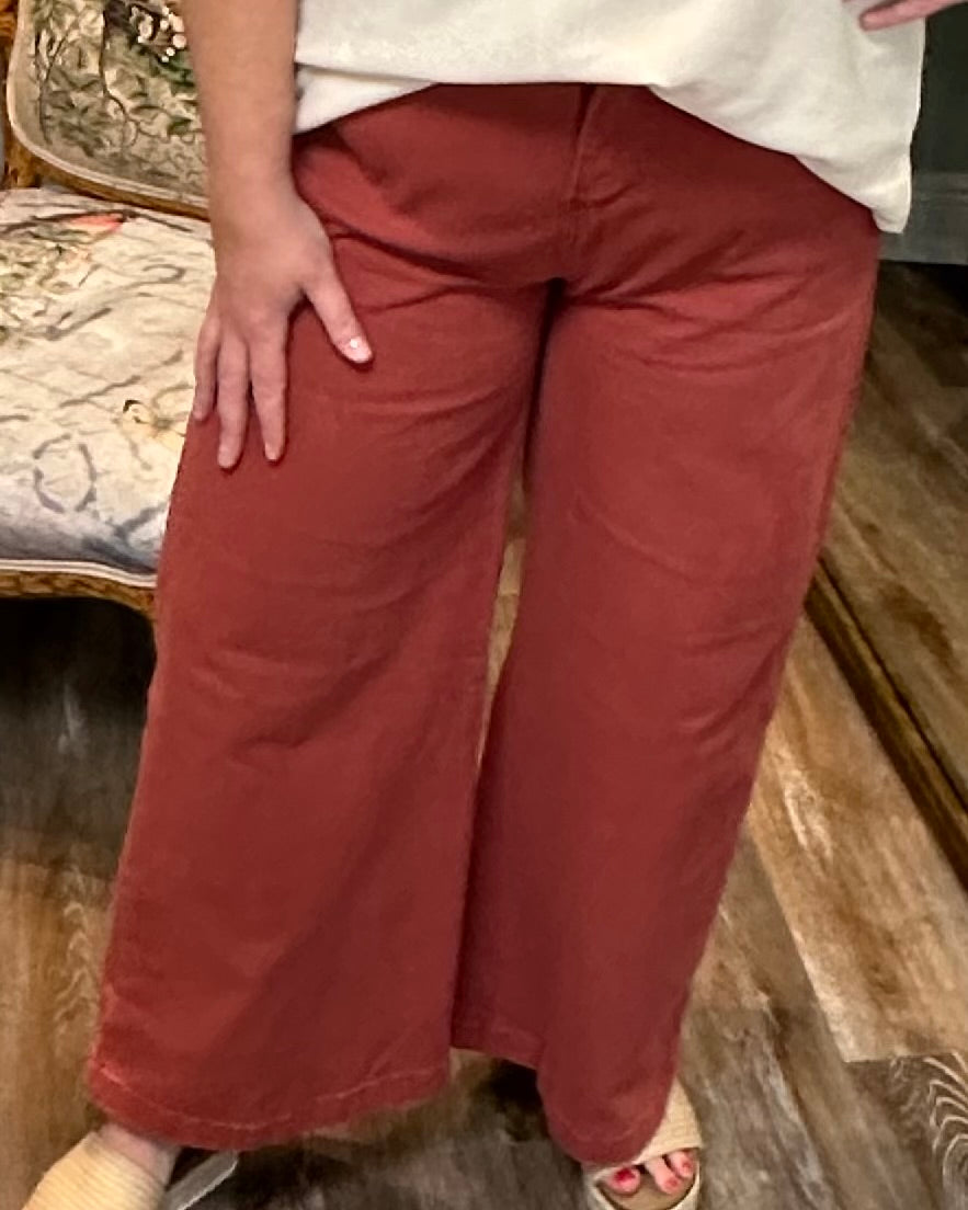 Rust Wide Leg Pants
