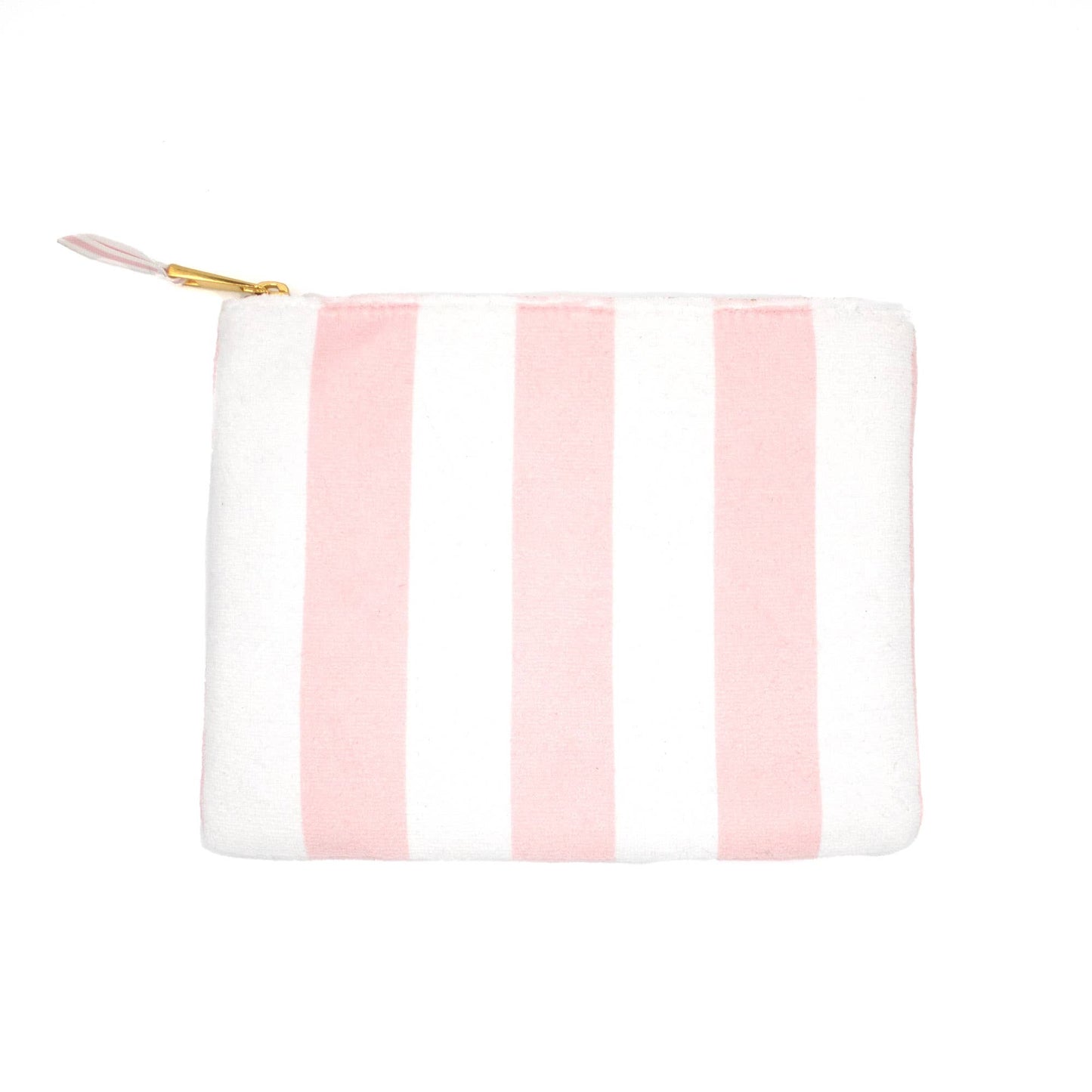Pink Stripe Terry Flat Pouch - Small