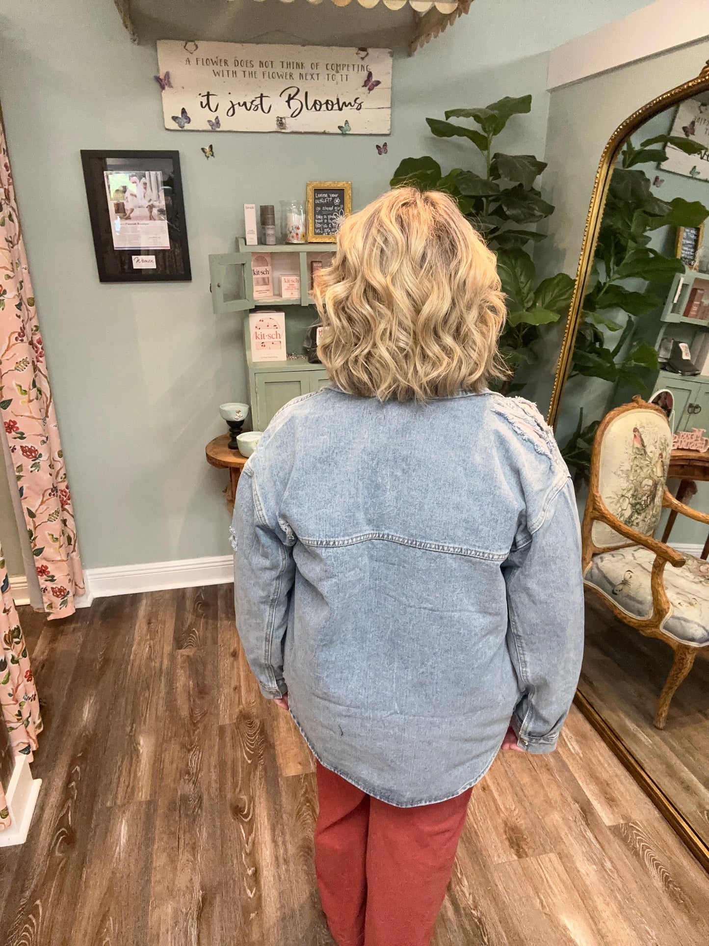 Distressed Denim Shacket