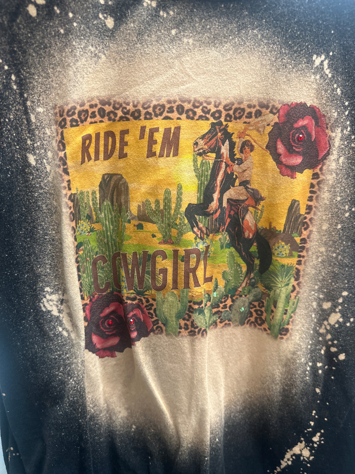 Ride Em Cowgirl Bling and Bleached Tee