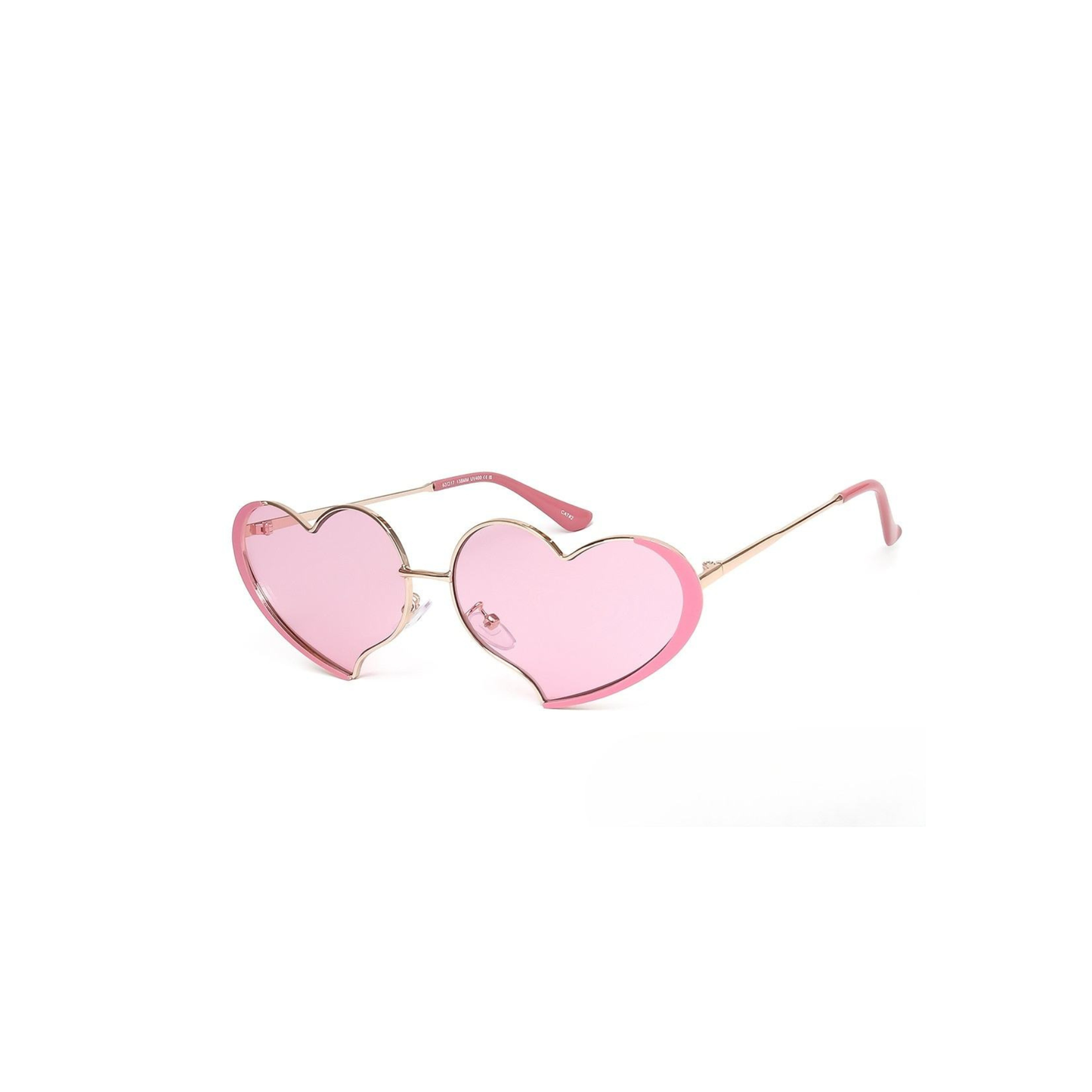 Metal-Rim Heart Sunglasses in Rosy Pink