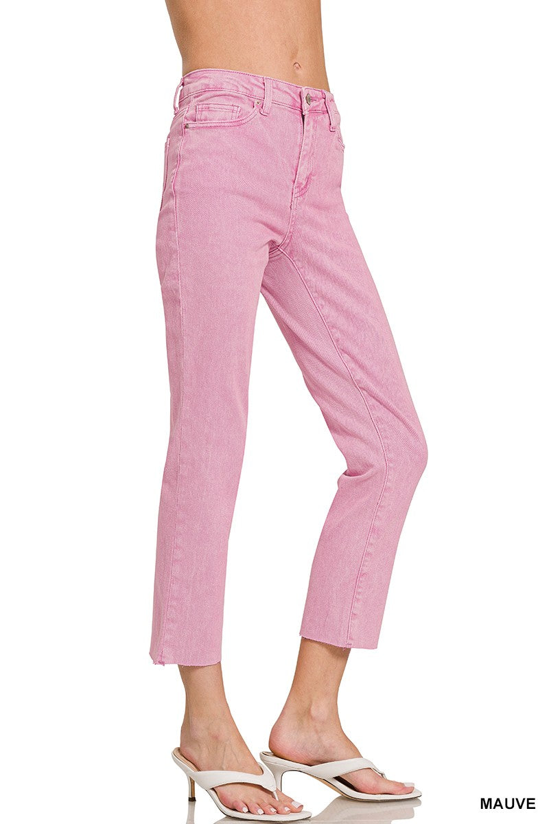 High Waist Cropped Straight Pants