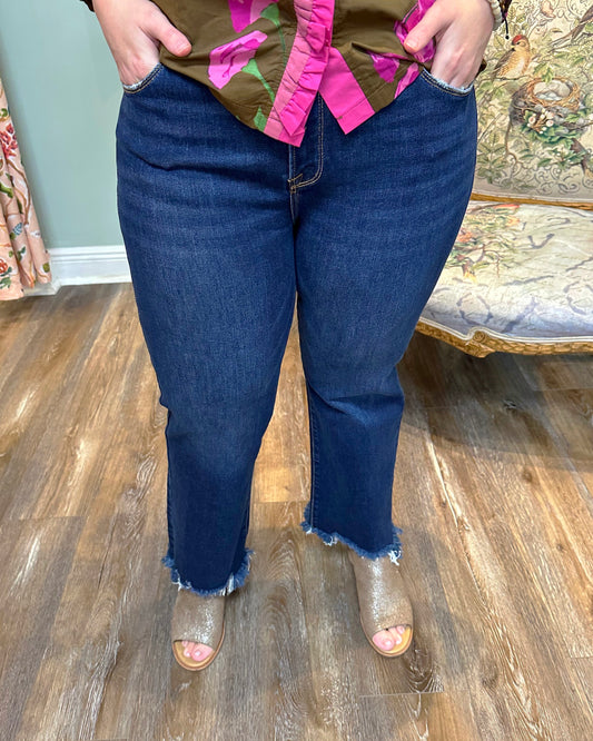 High Rise - Crop Straight Leg Raw Hem