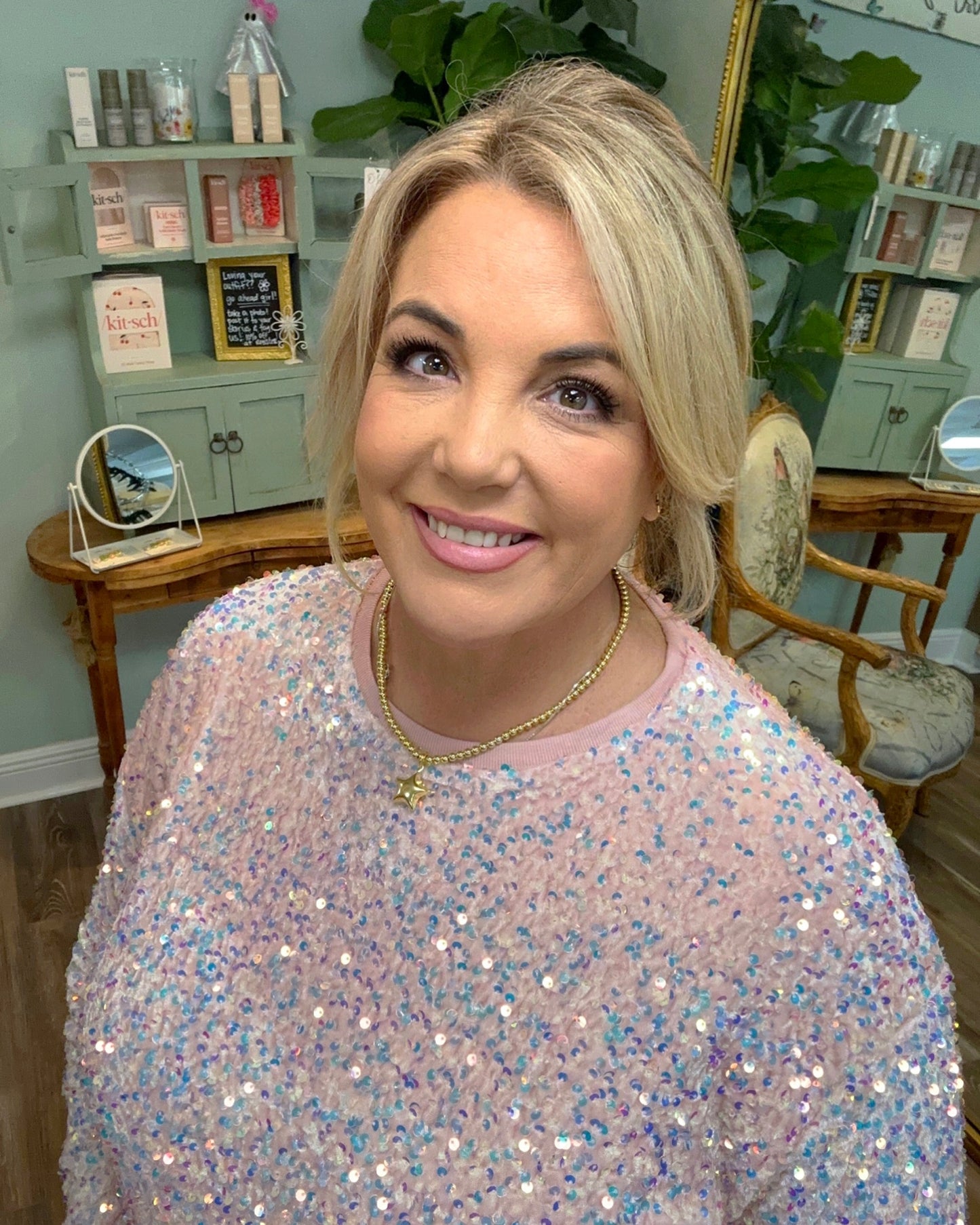 Pink Sequin Sweatshirt