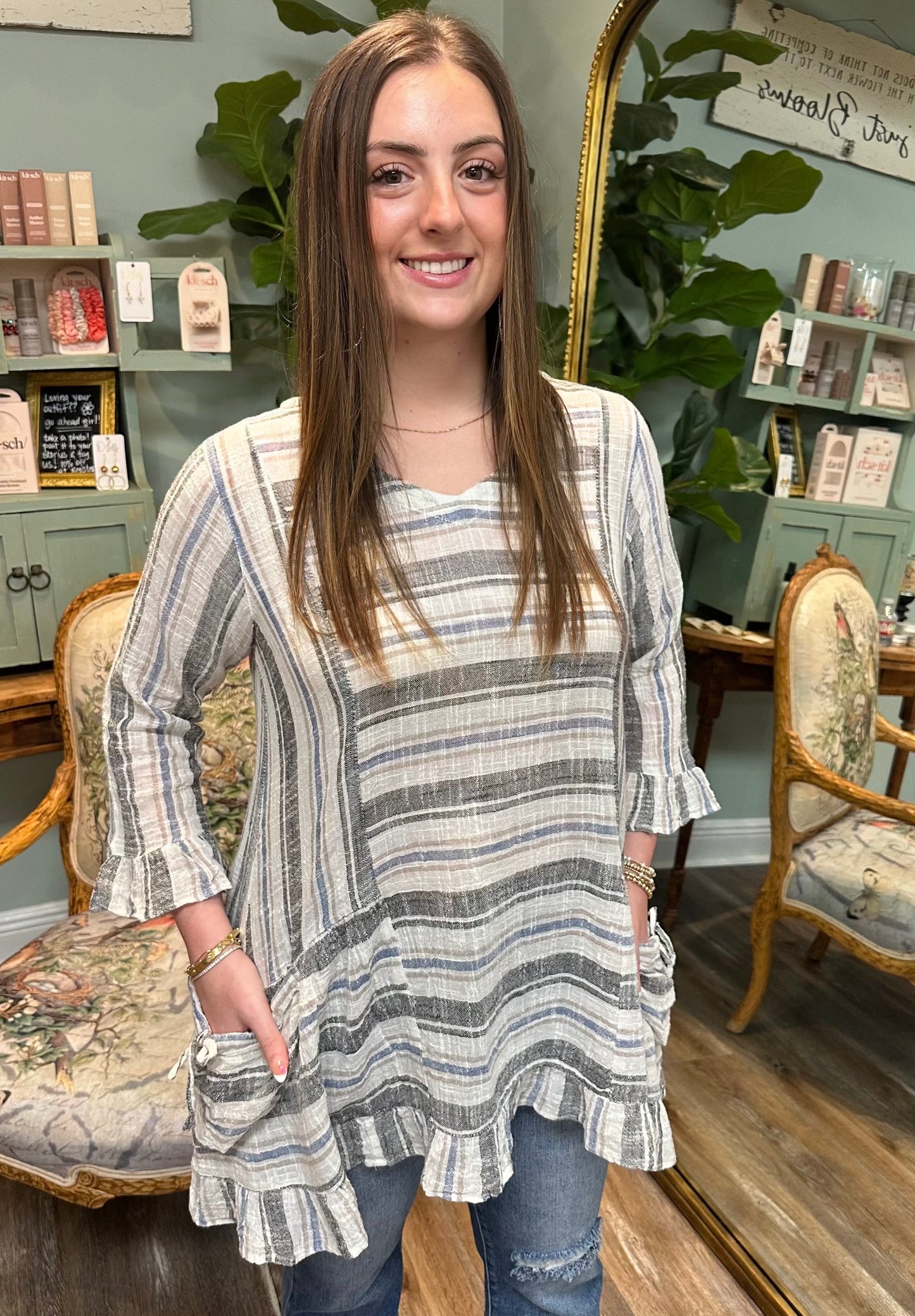 Blue Striped Cotton Top