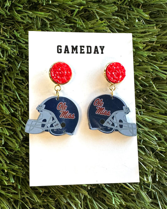 Ole Miss Helmet Earrings