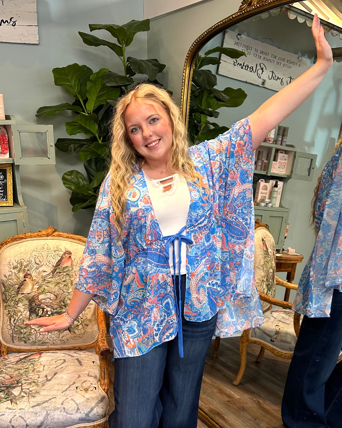 Paisley Print Blue Mix Kimono
