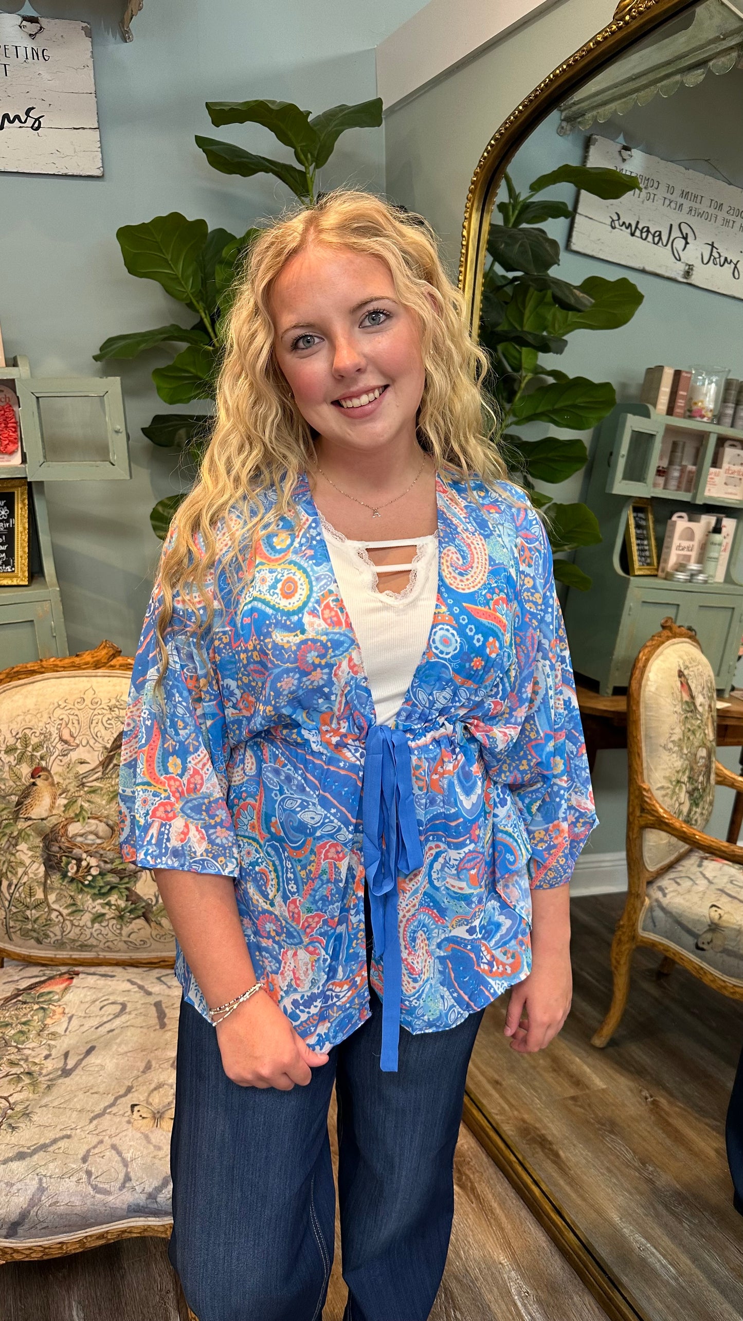 Paisley Print Blue Mix Kimono