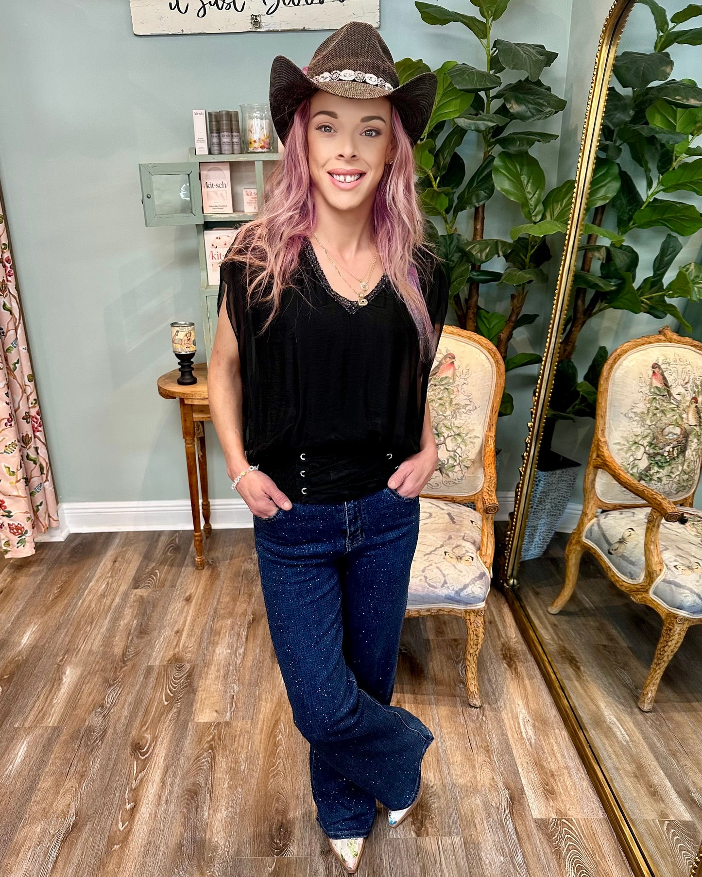 Dark Denim Bedazzled Jeans