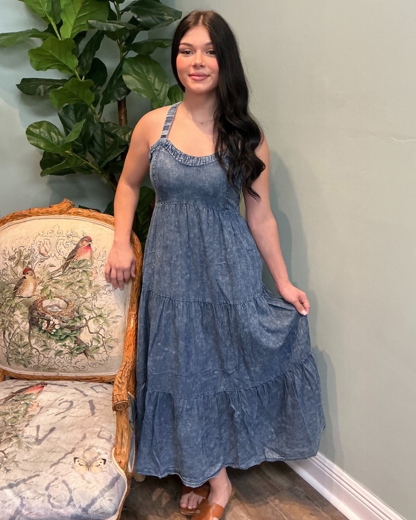 Washed Denim Tencel Dress