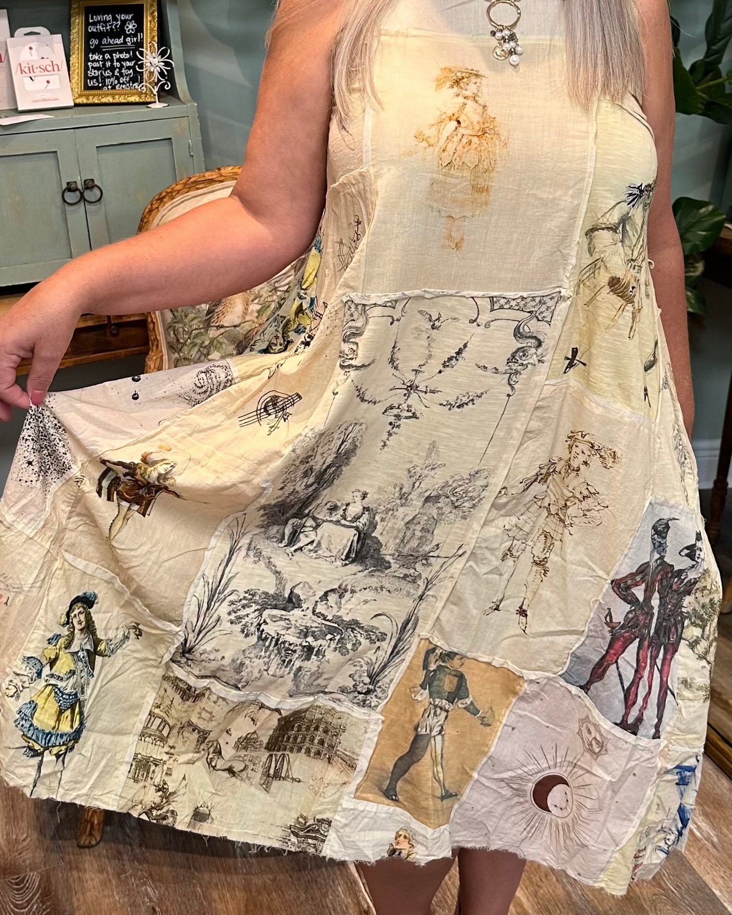 Artsy Patchwork A-Line Midi