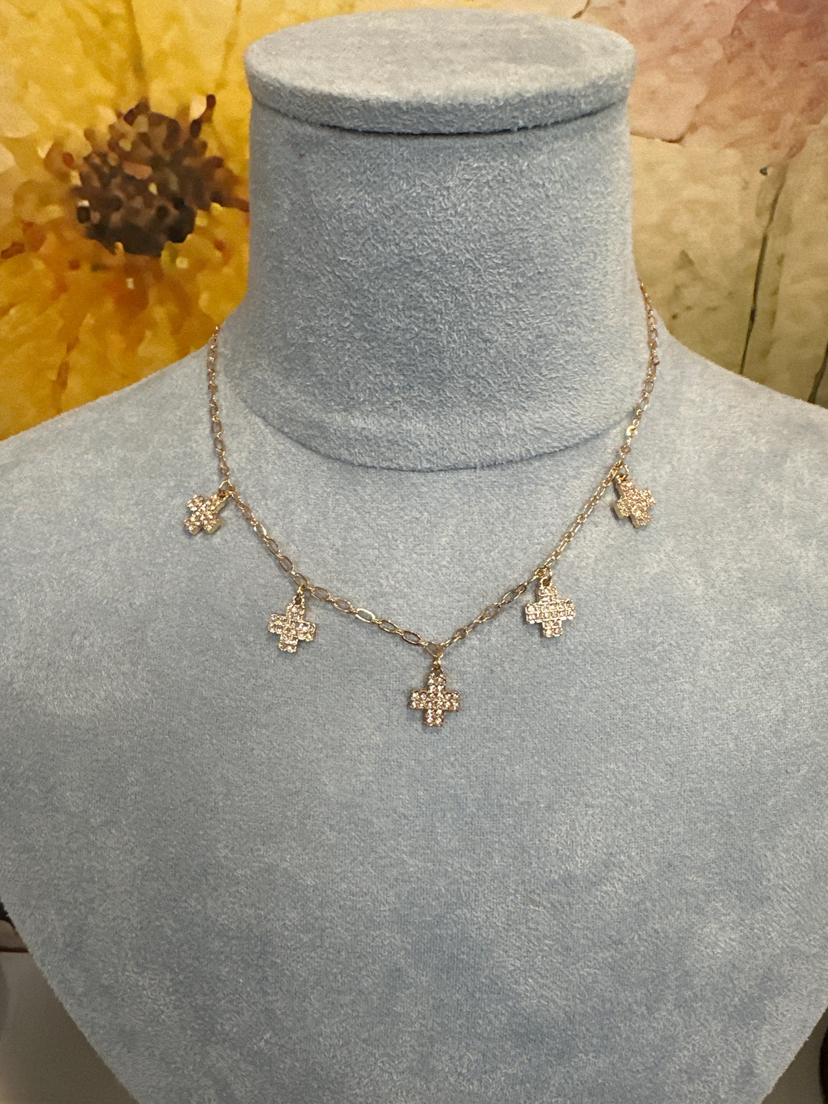 Mini Rhinestone Cross Necklace