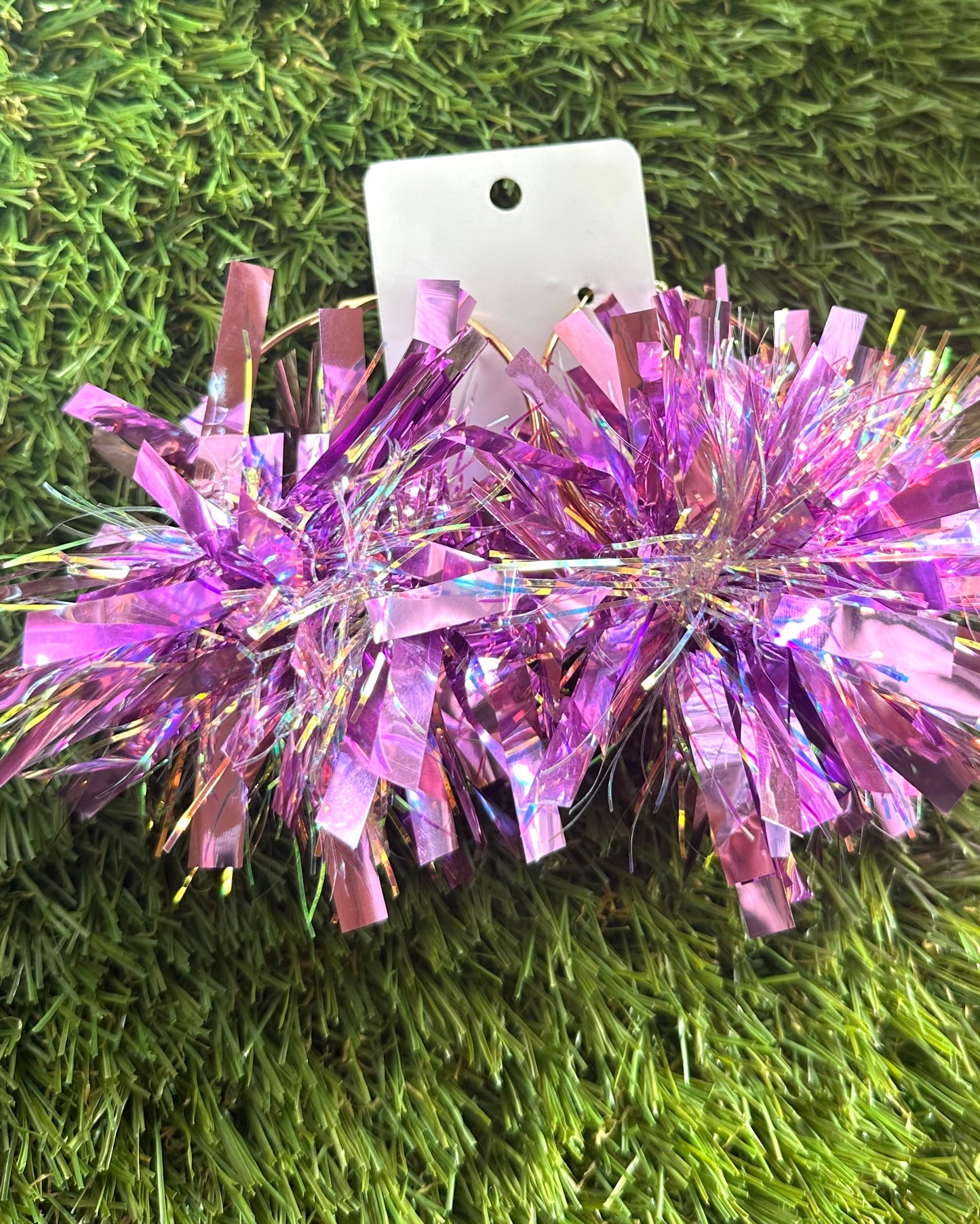 Purple and Gold Tiger Gameday Tinsel Earrings