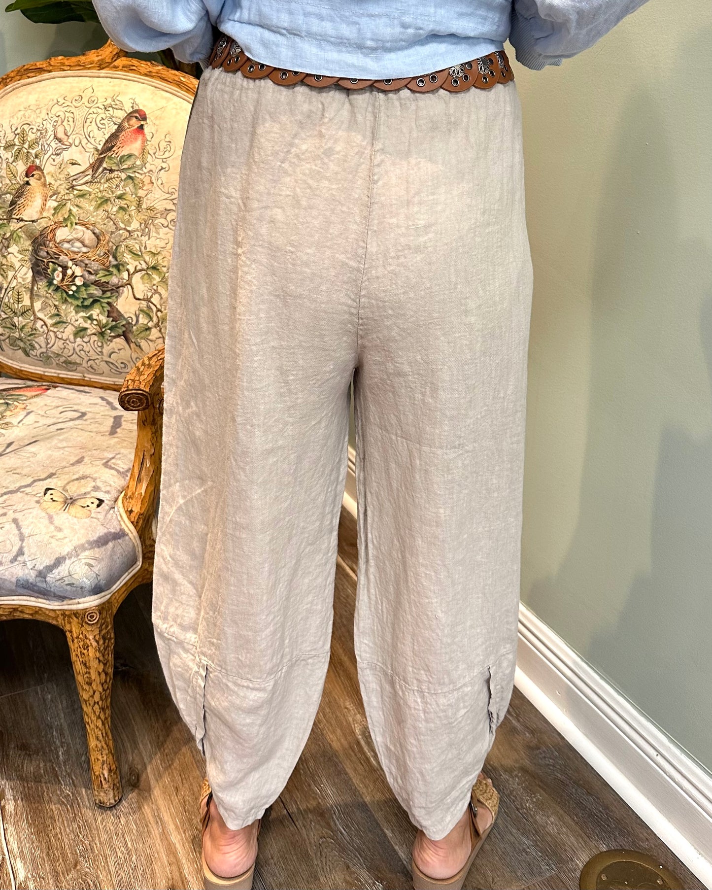 Round Hem Linen Pant