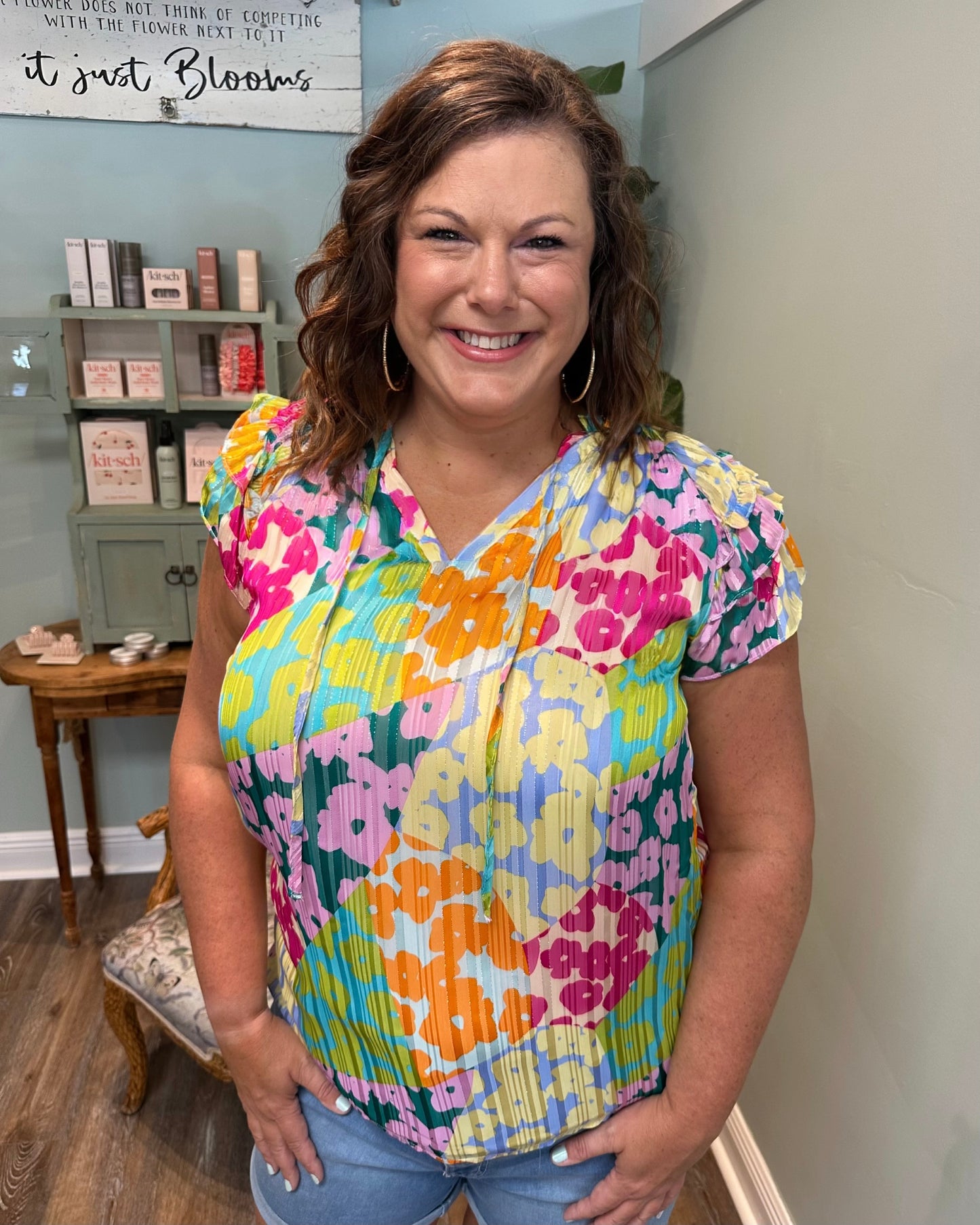 Multi Color Shimmer Leopard Top