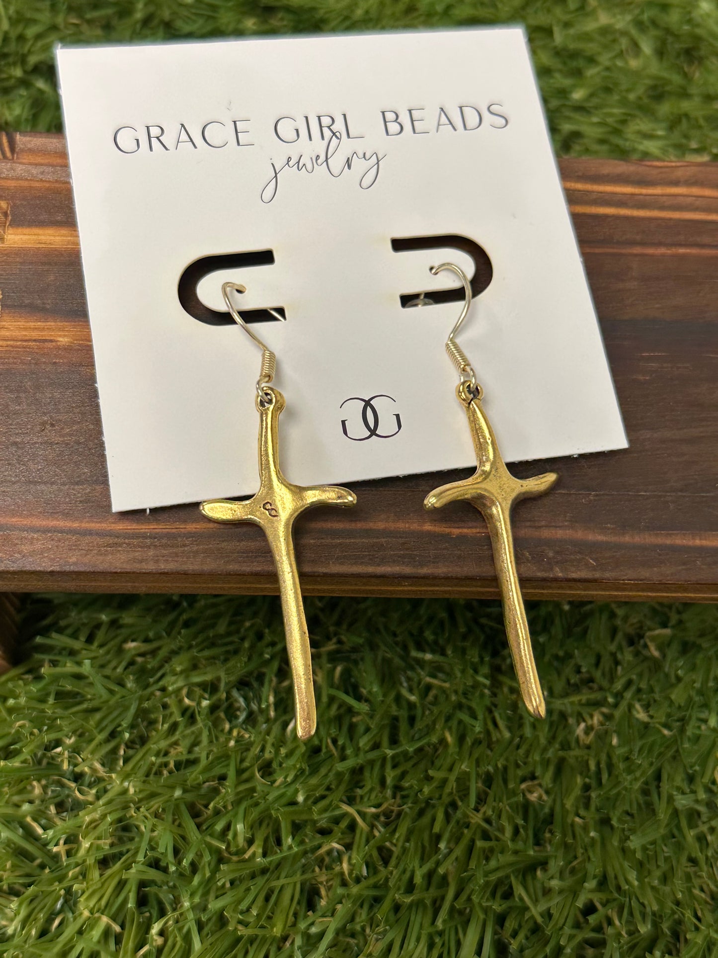 "Radiant" Gold Cross Earrings