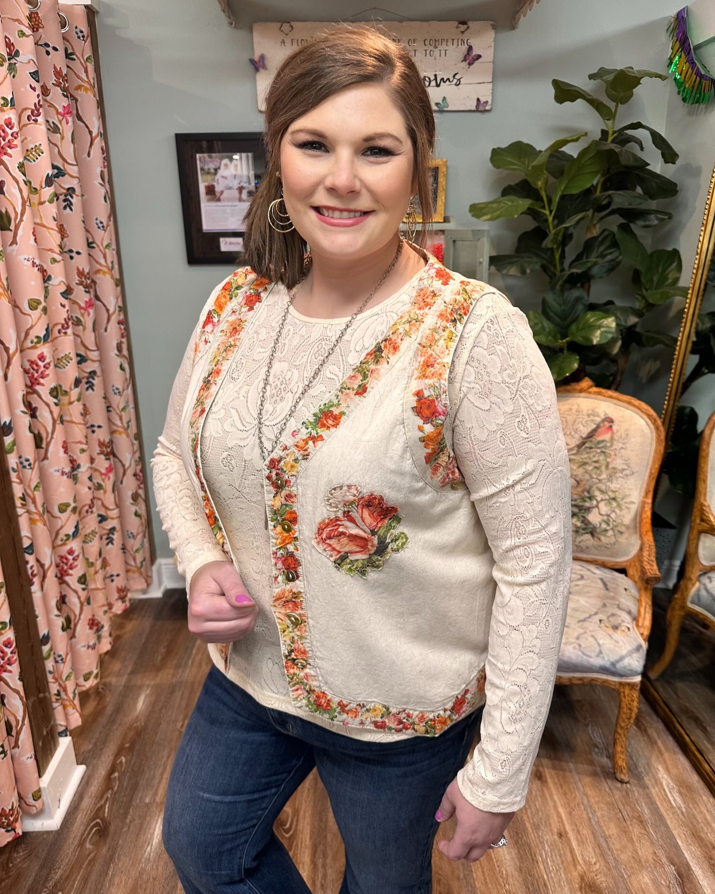 Ivory Lace Mesh Long Sleeve