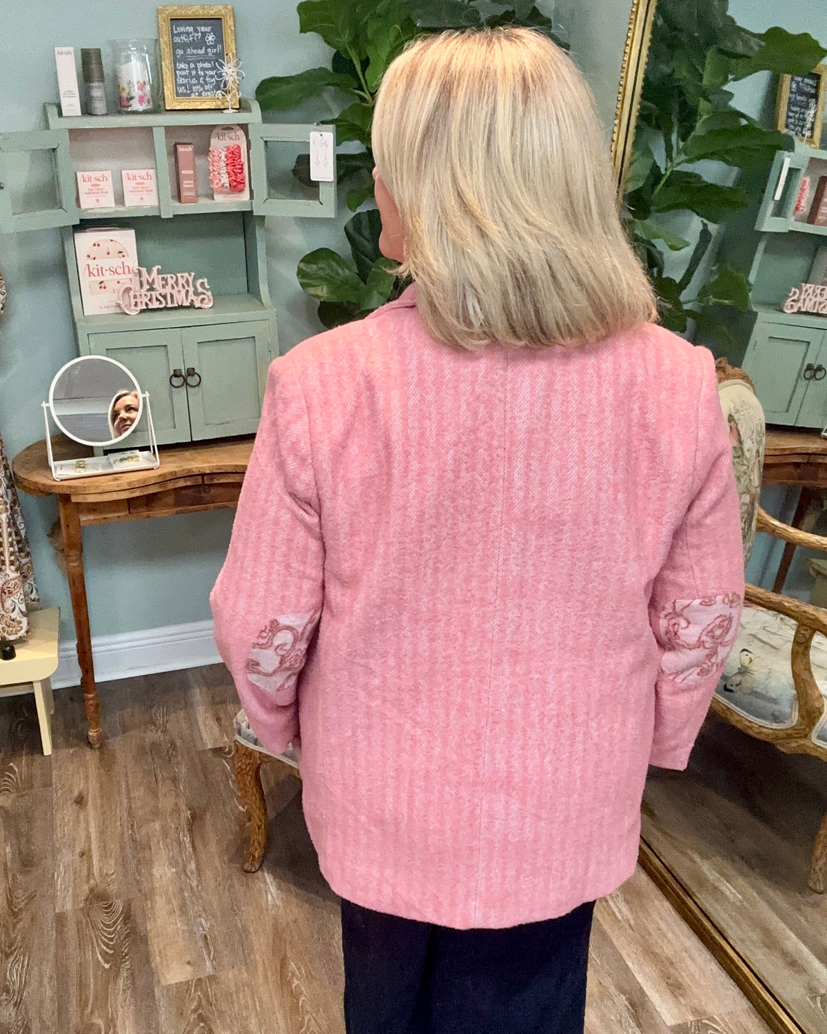 Pink Embroidered Detail Floral Jacket