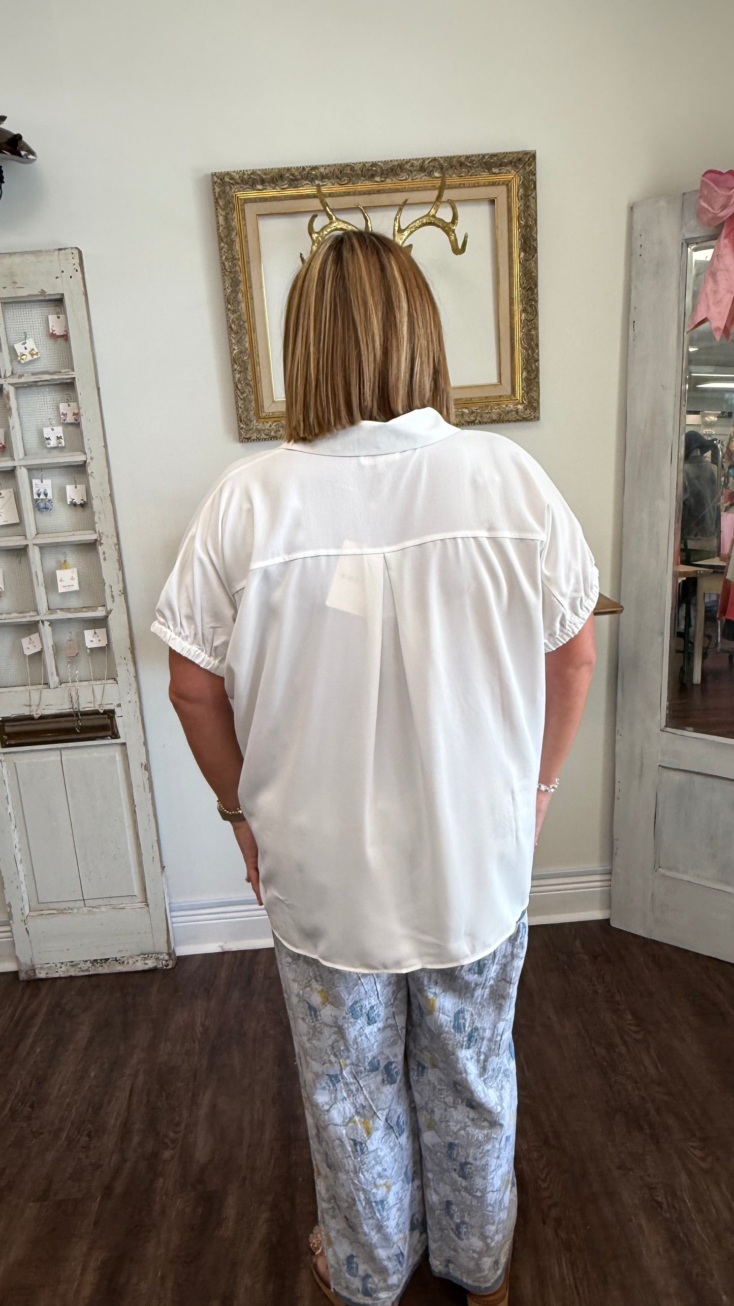 Ivory Flowy V-Neck