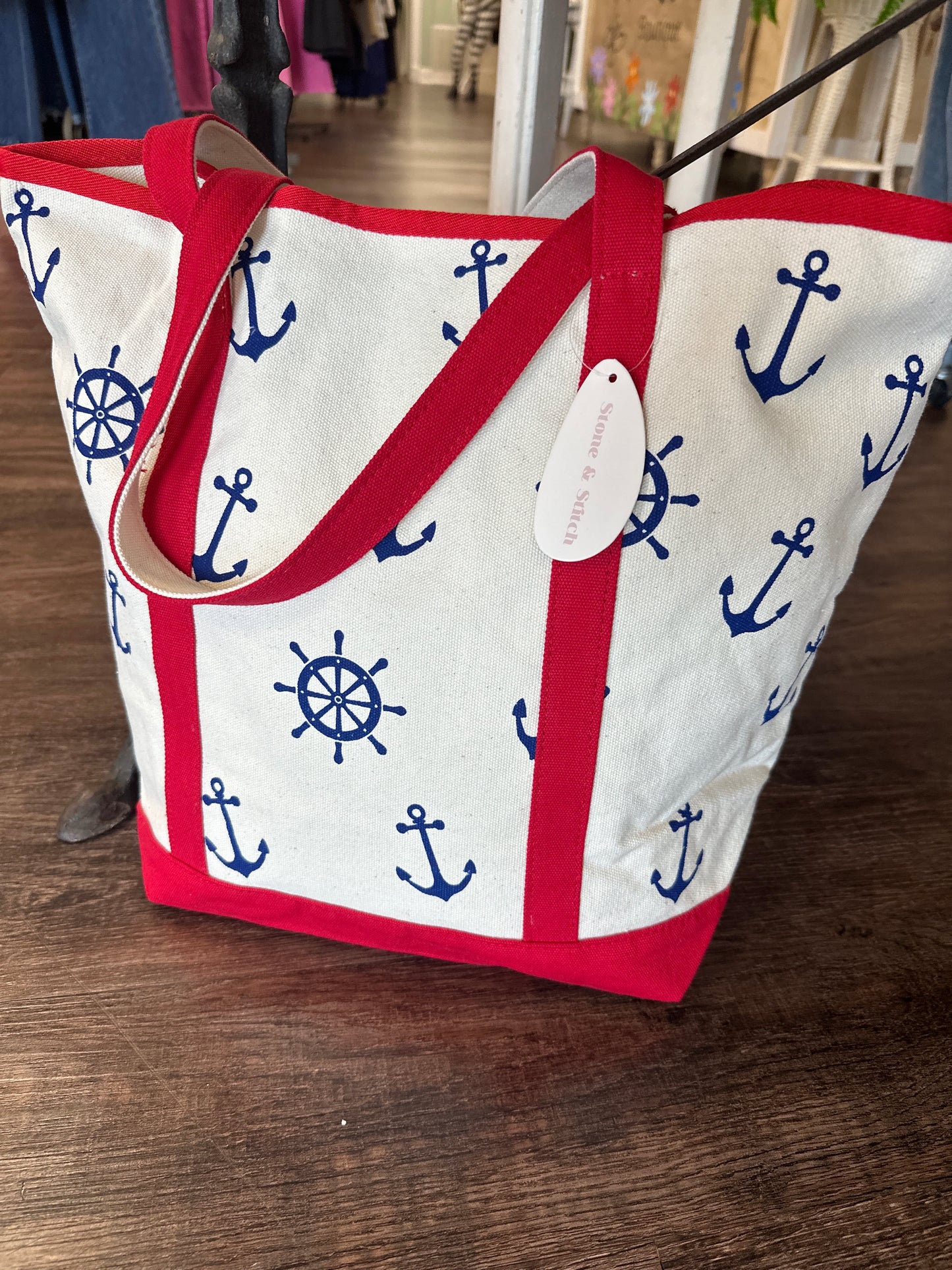 Anchor Wheel Printed Tote Bag