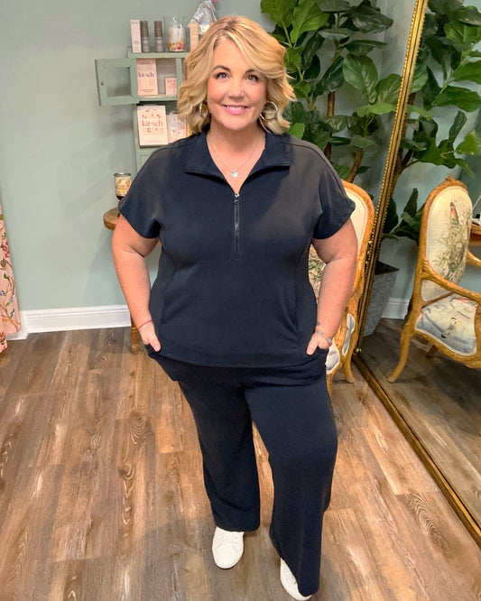 Blk Half Zip So Soft Top