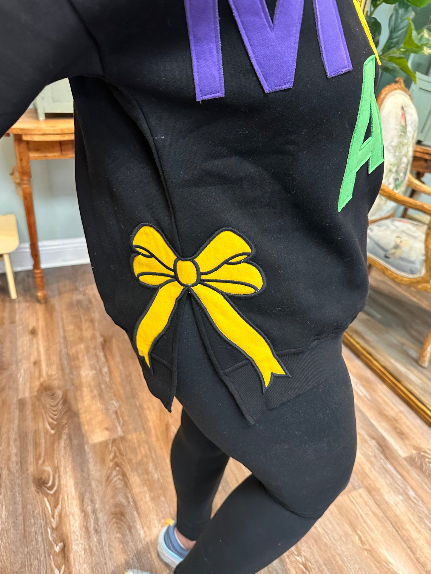 Mardi Gras Sweatshirt with Side Bows