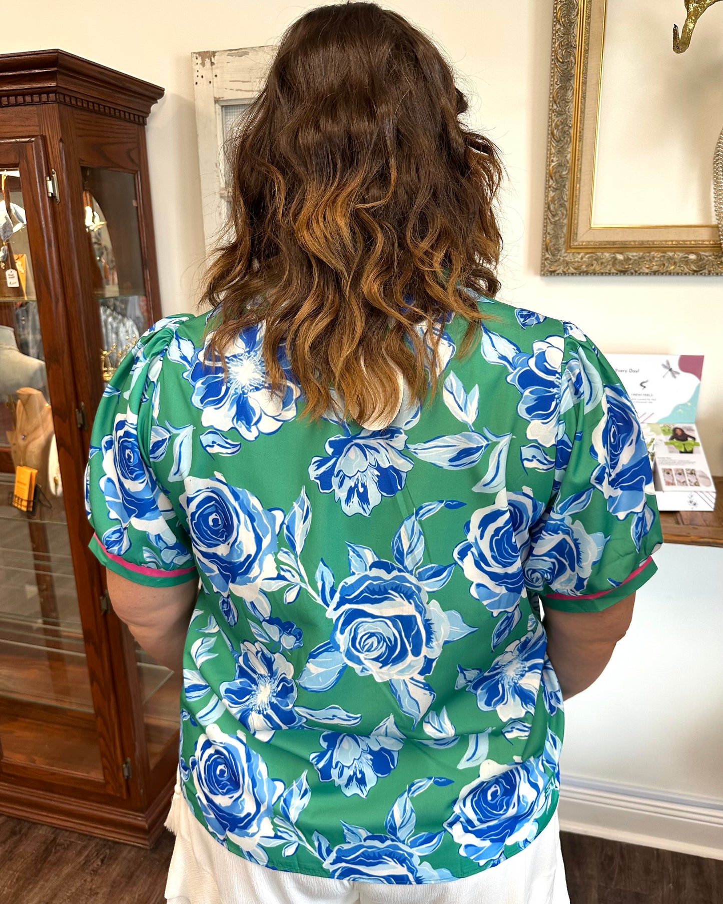 Green Floral Blouse