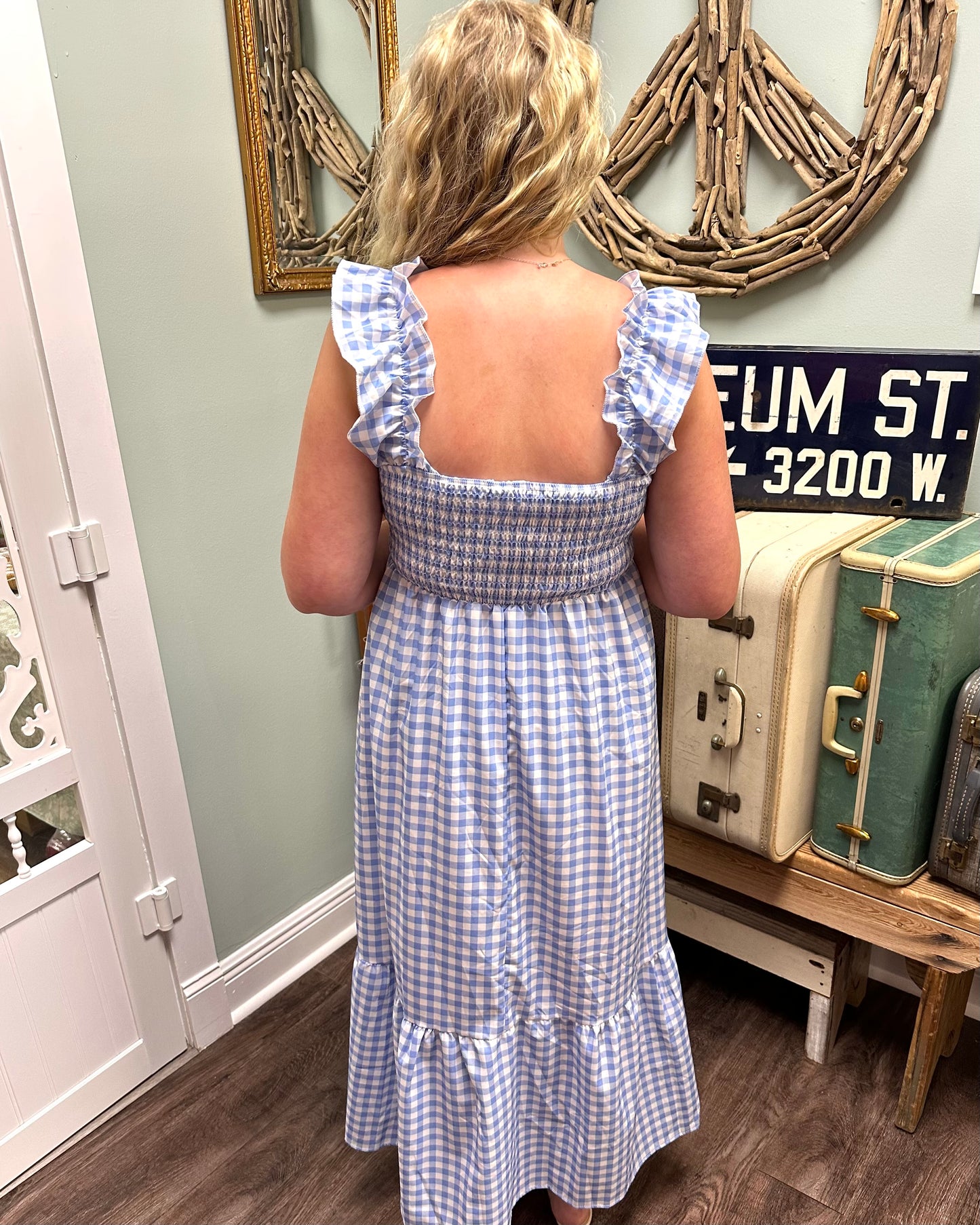 Plaid Maxi Dress - Blue