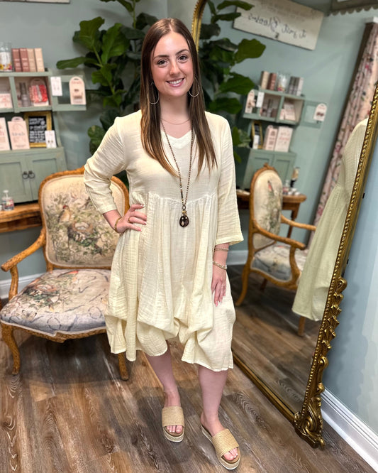 Multi Length Sand Cotton Dress