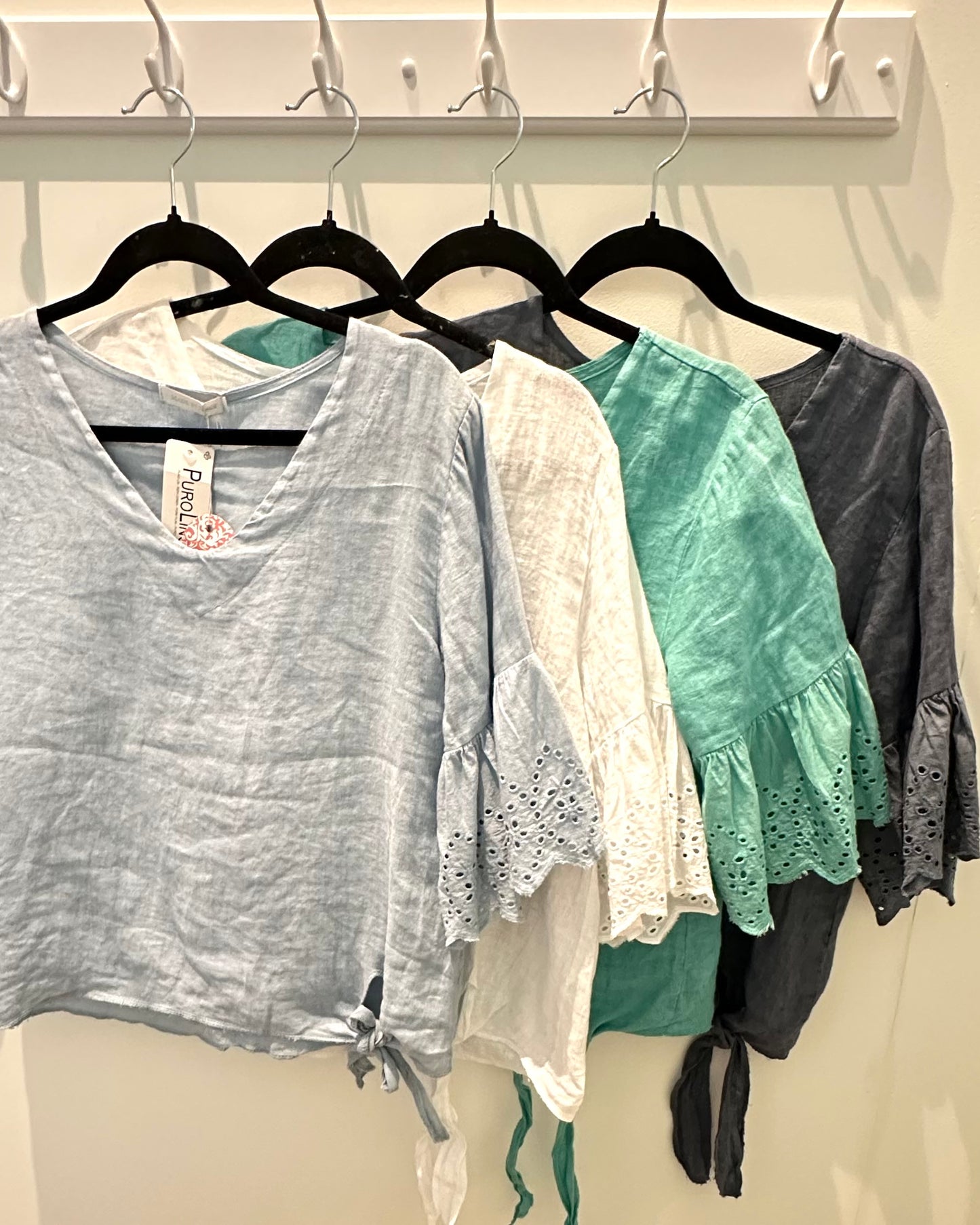 Eyelet Ruffle Sleeve Top