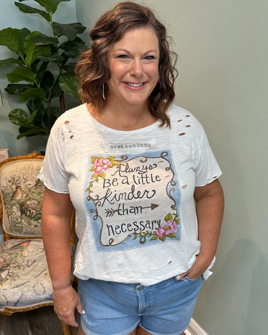 Be Kinder Distressed Top