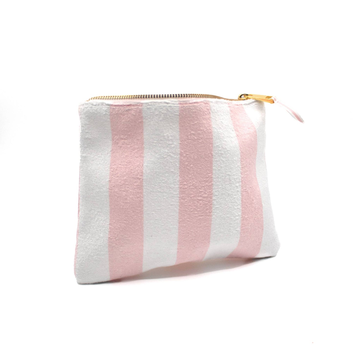 Pink Stripe Terry Flat Pouch - Small