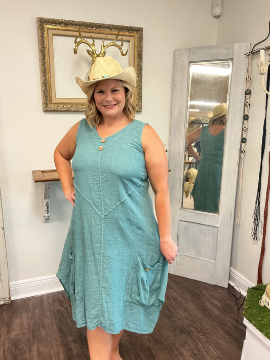 Sleeveless Midi Dress With Pockets