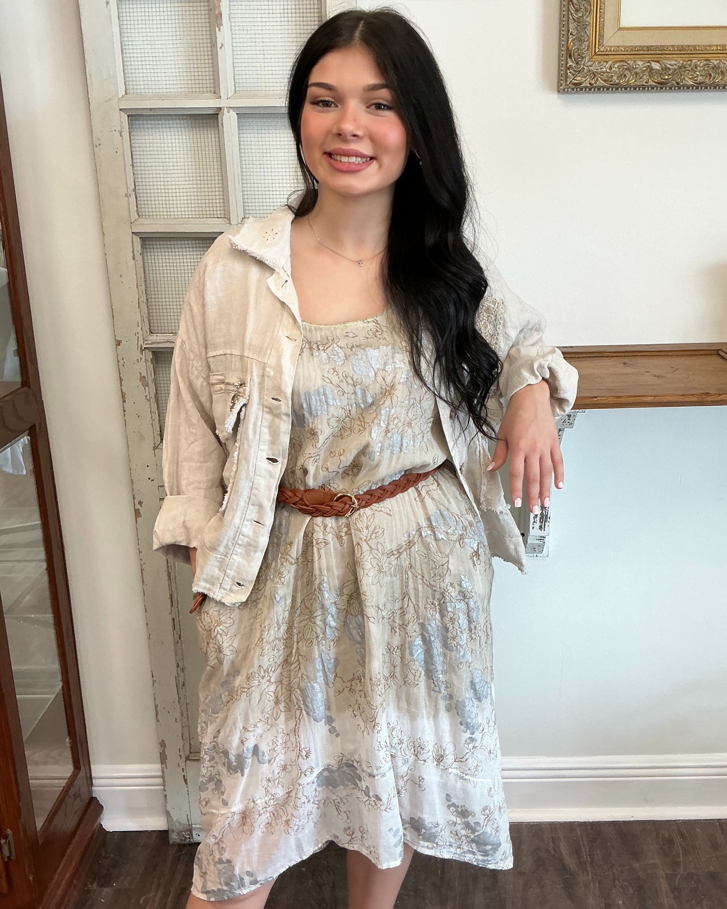 Ombre and Metallic Floral Dress