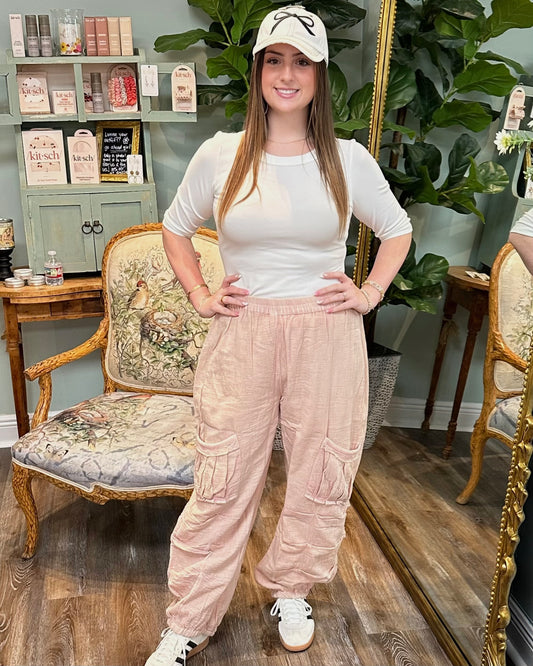 Gauze Joggers with Pocket