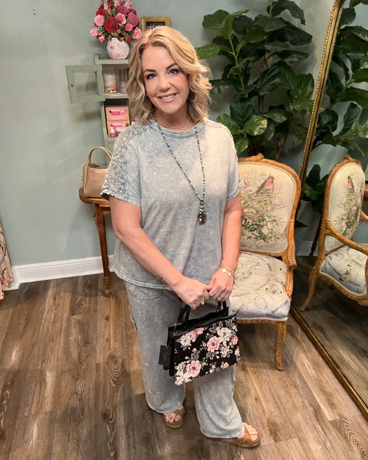 Mineral Washed Boho Trim Pant