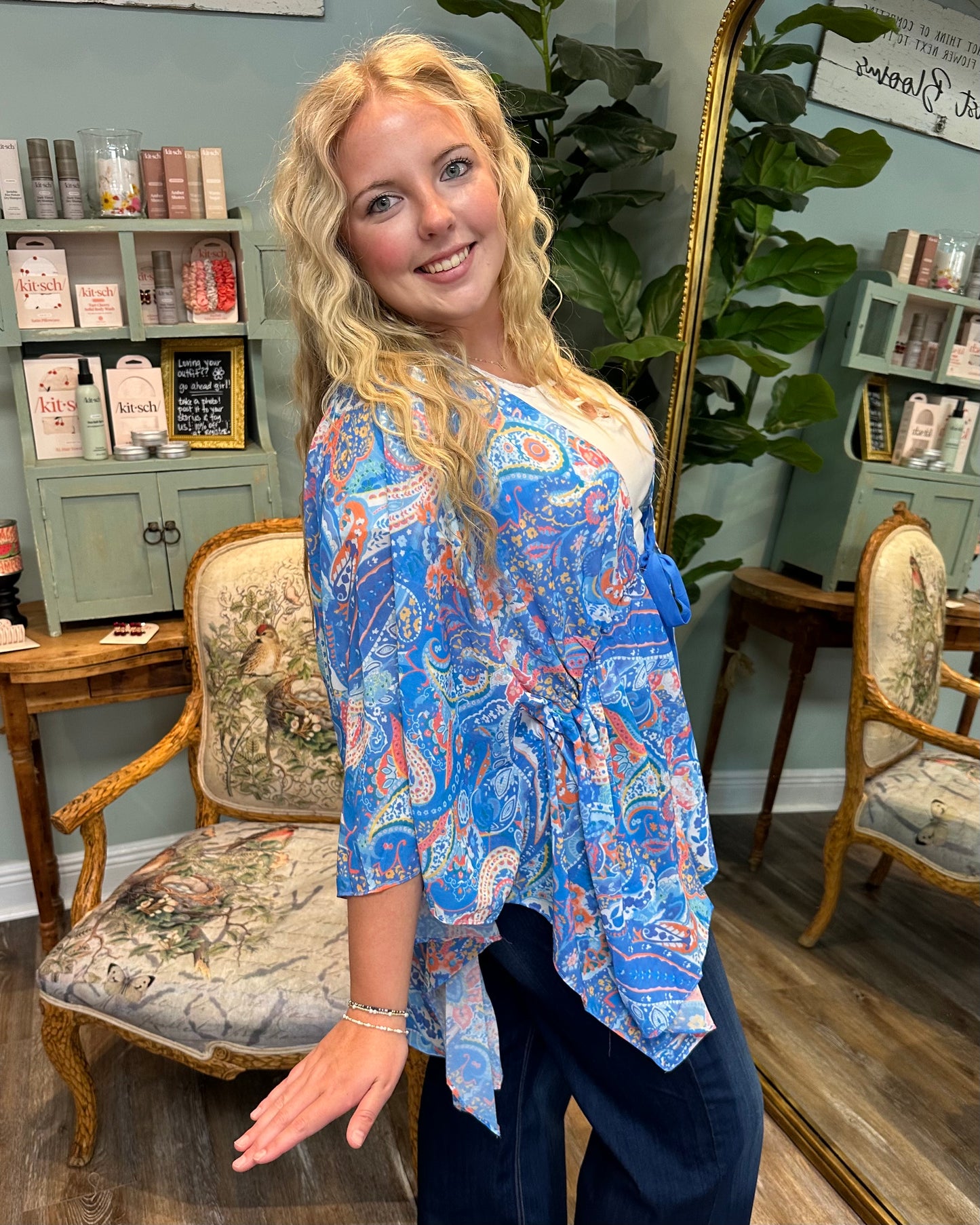 Paisley Print Blue Mix Kimono