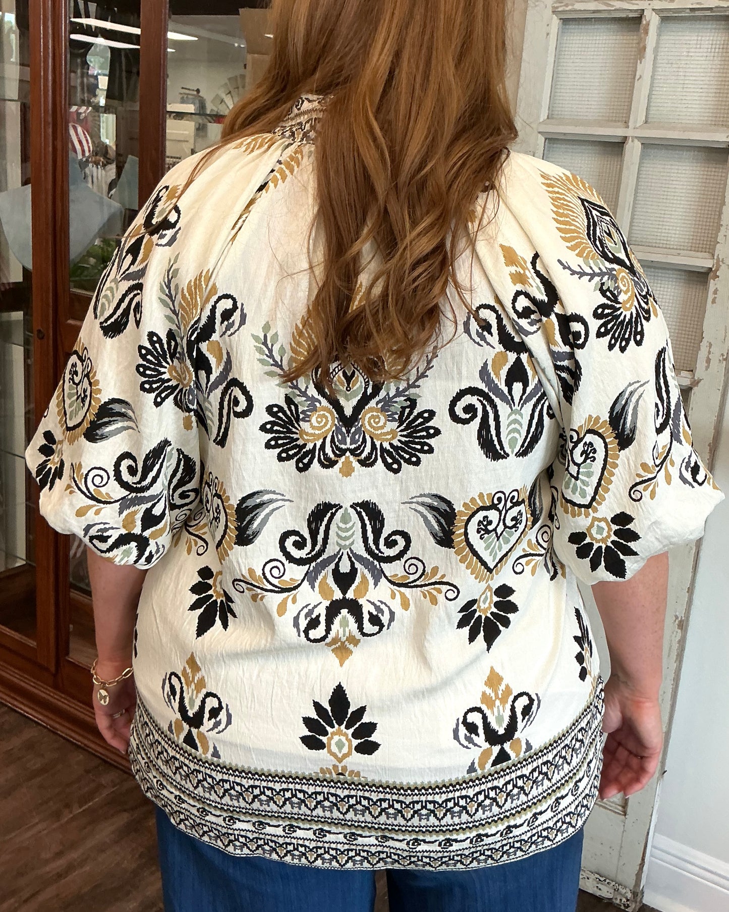 Black & Gold Balloon Sleeve Top