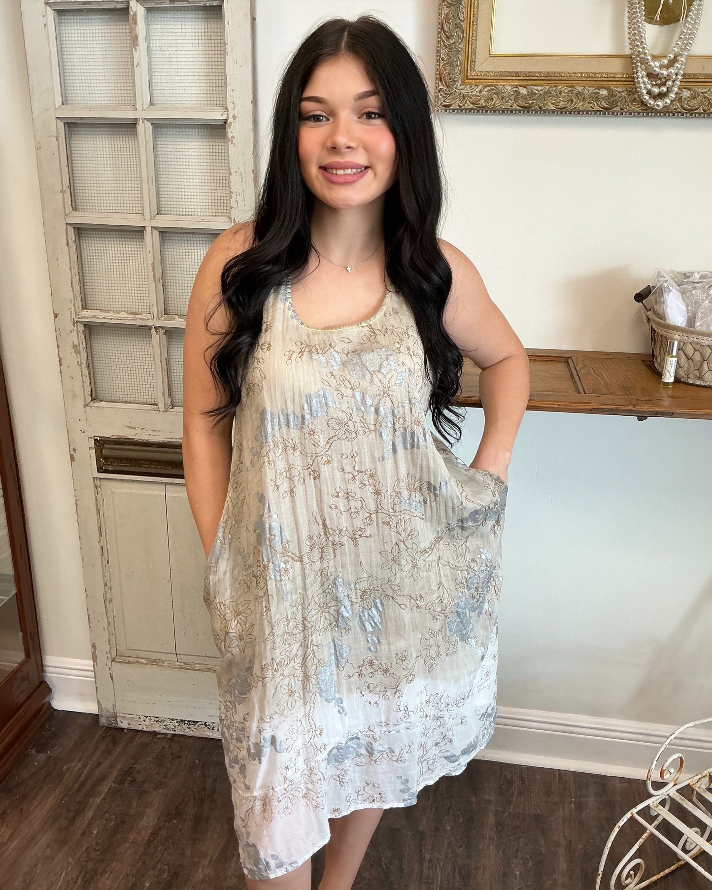 Ombre and Metallic Floral Dress