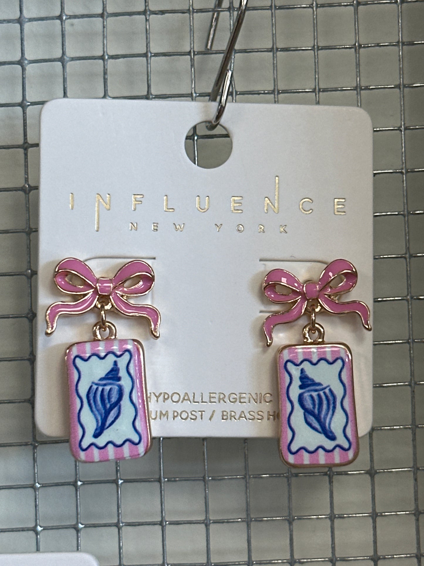 Coastal Drop Earrings with Bow - Metal