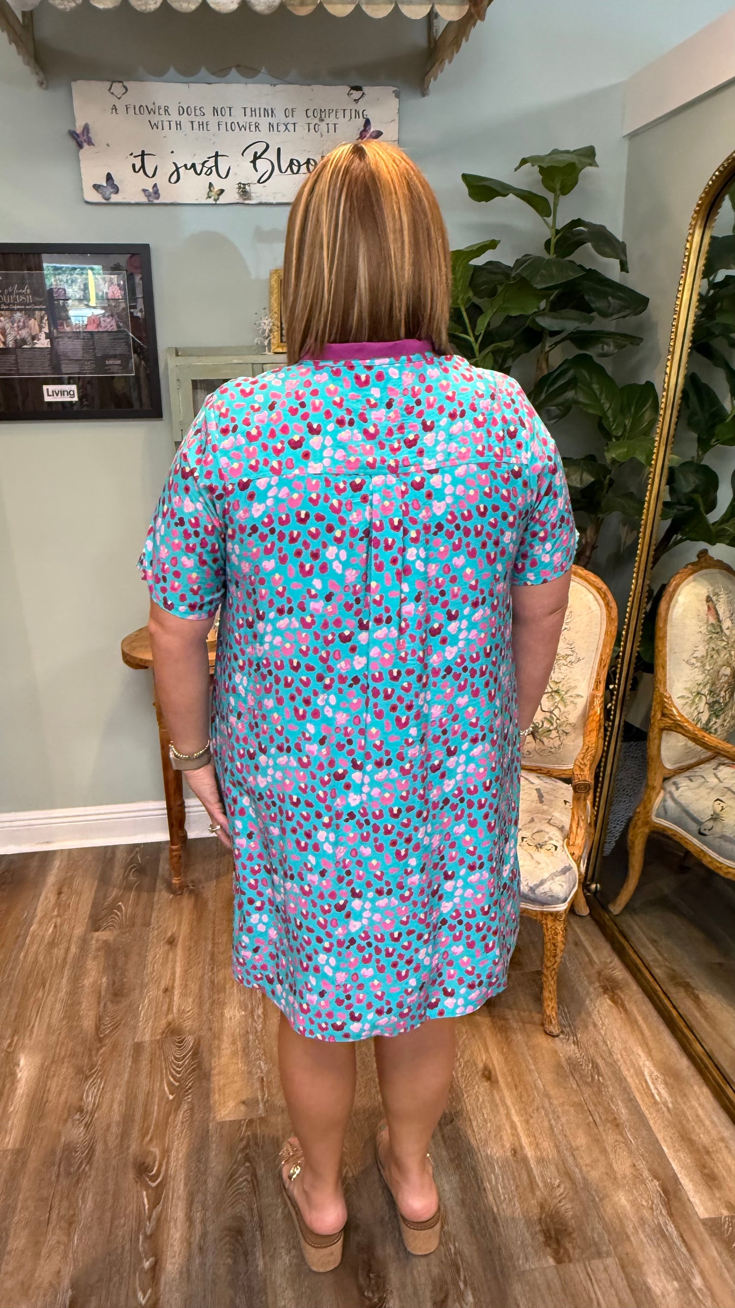 Teal Leopard Print Dress