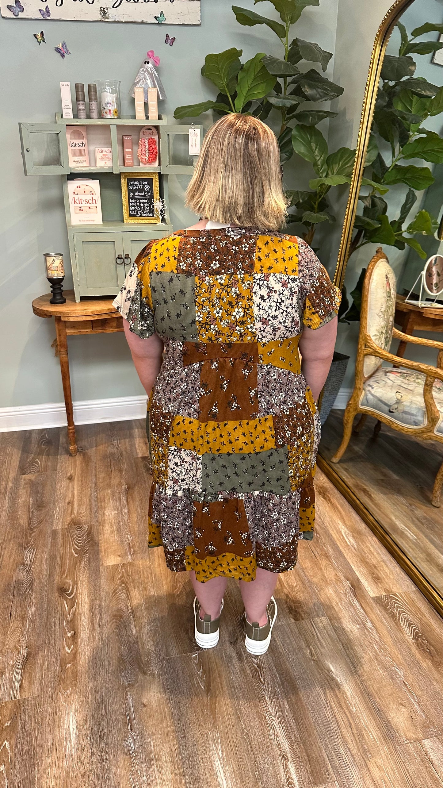 Patch Print Knit Dress