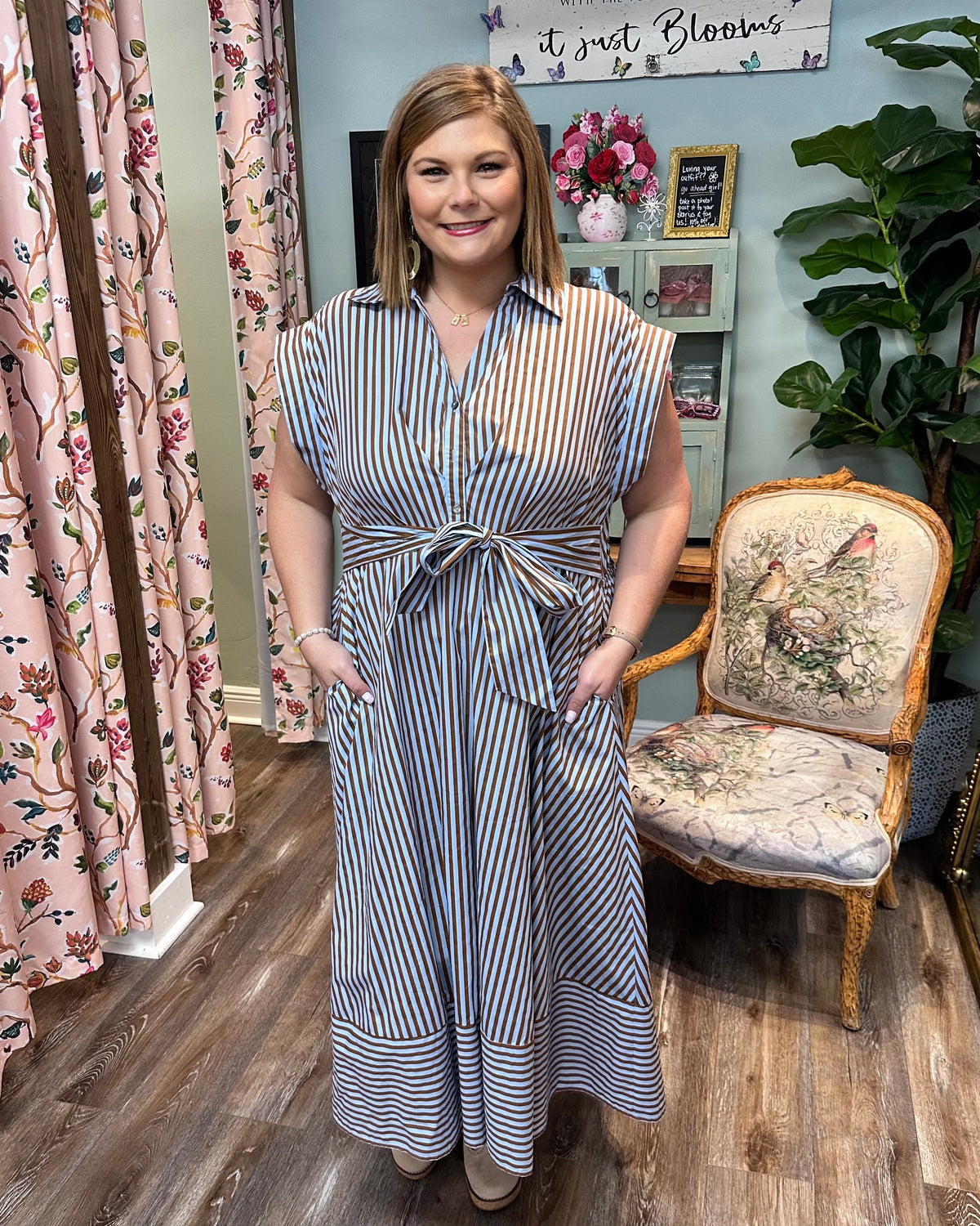 Striped Blue/Brown Dress