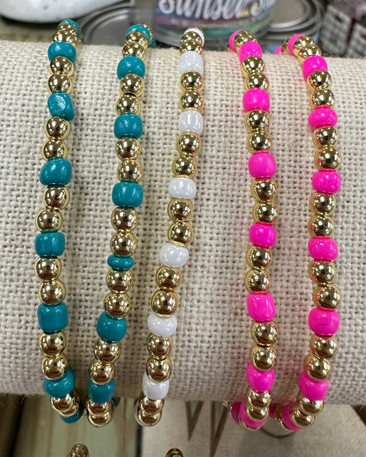 Gold and Color Bead Bracelet